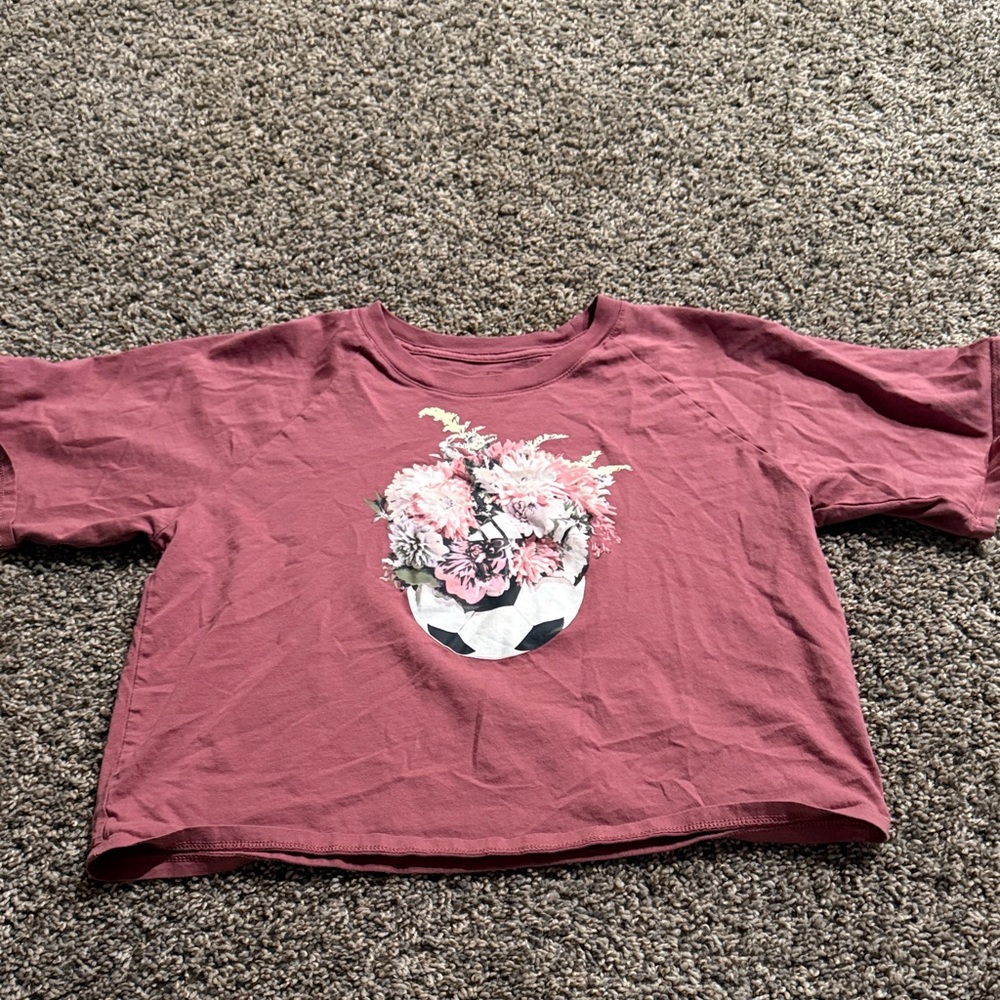 adidas Kids Burgundy Floral Soccer Tee